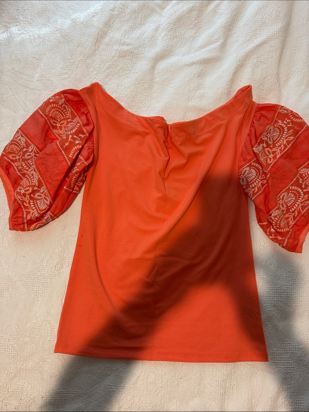 Free people  Coral Off-Shoulder Puff Sleeve Top